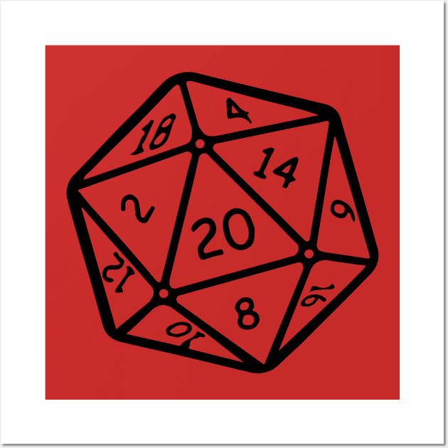 20 sided dice - line art Wall Art by helengarvey